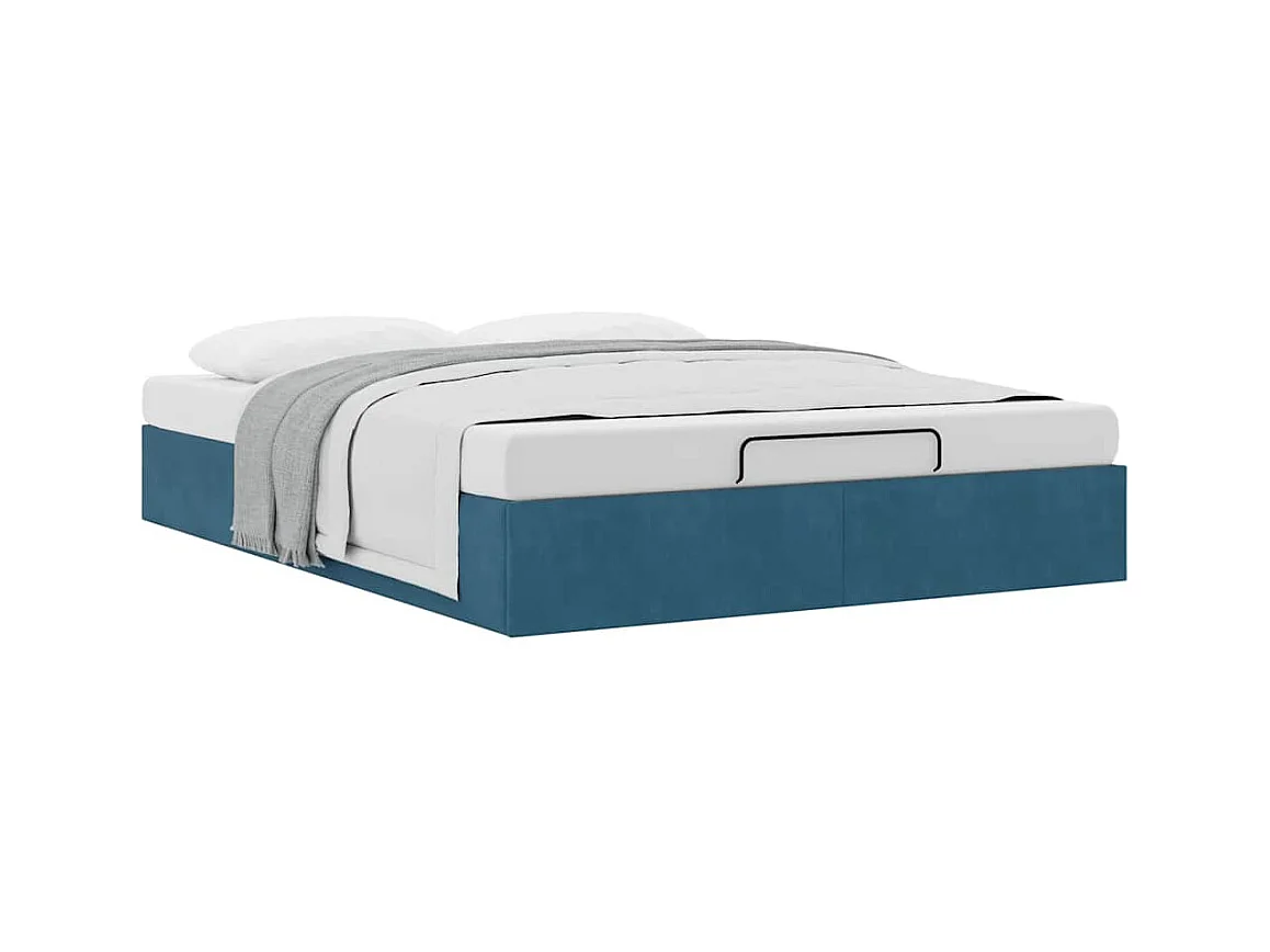 Ottoman-Bett ohne Matratze Dunkelblau 140x200 cm Samt