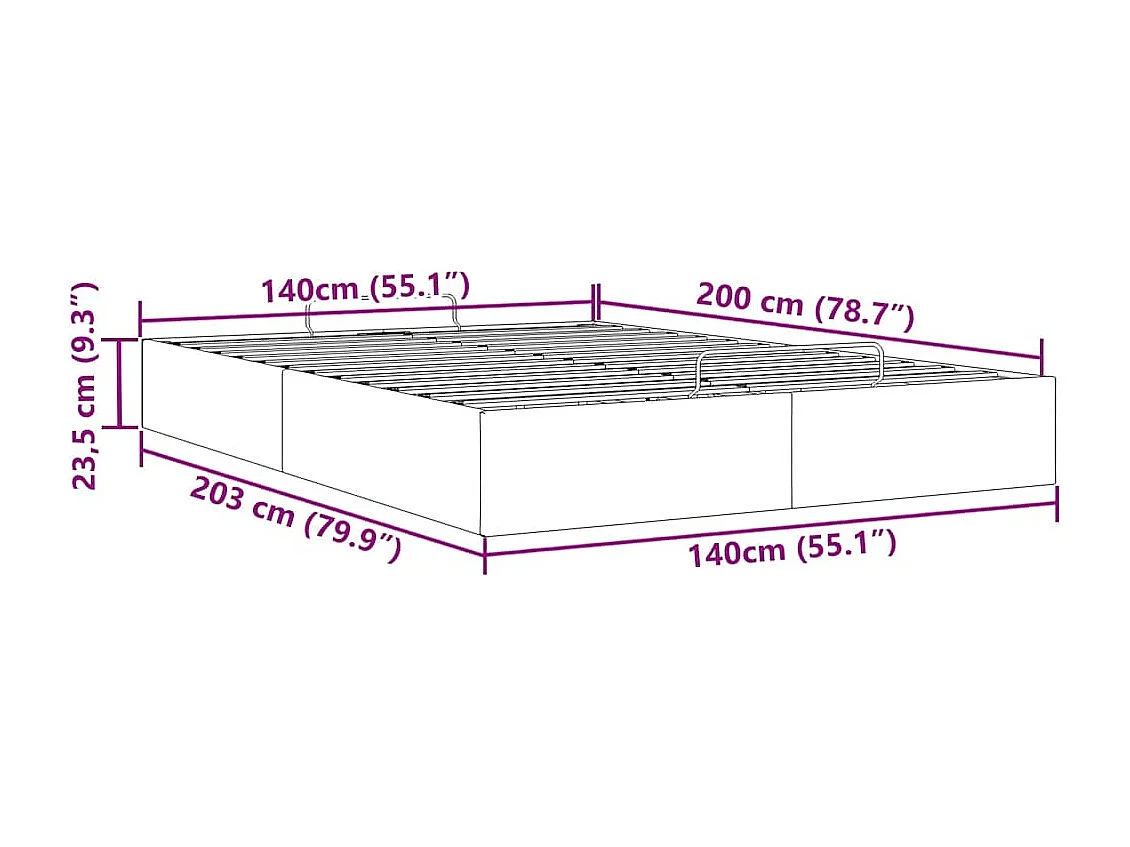 Ottoman-Bett ohne Matratze Dunkelblau 140x200 cm Samt