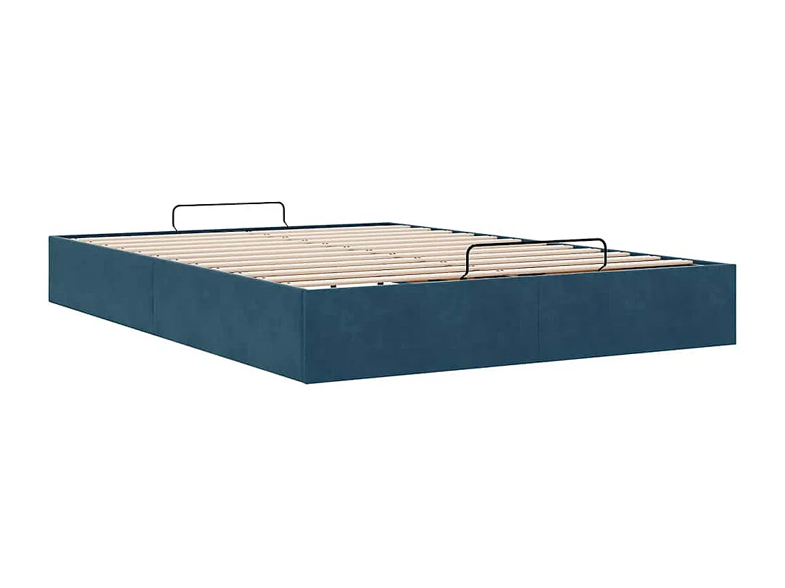 Cadre de lit ottoman sans matelas bleu foncé 140x200 cm velours