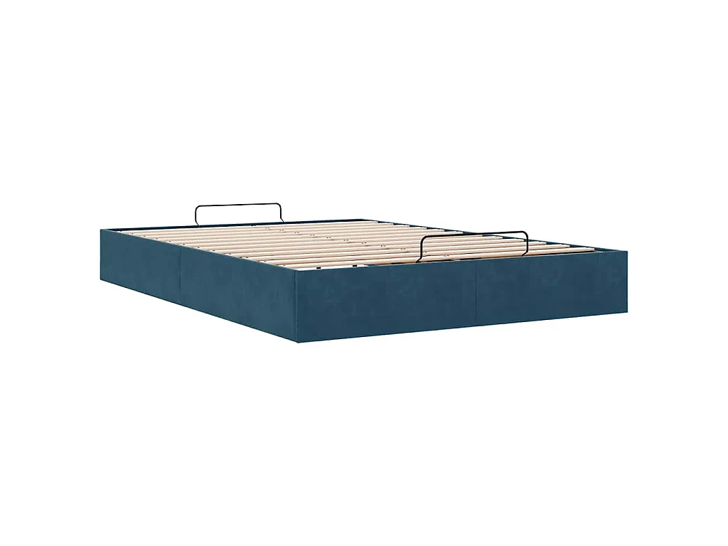 Cadre de lit ottoman sans matelas bleu foncé 140x200 cm velours