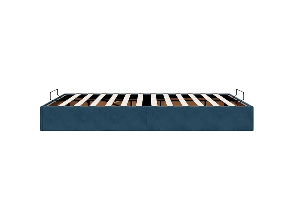Cadre de lit ottoman sans matelas bleu foncé 140x200 cm velours
