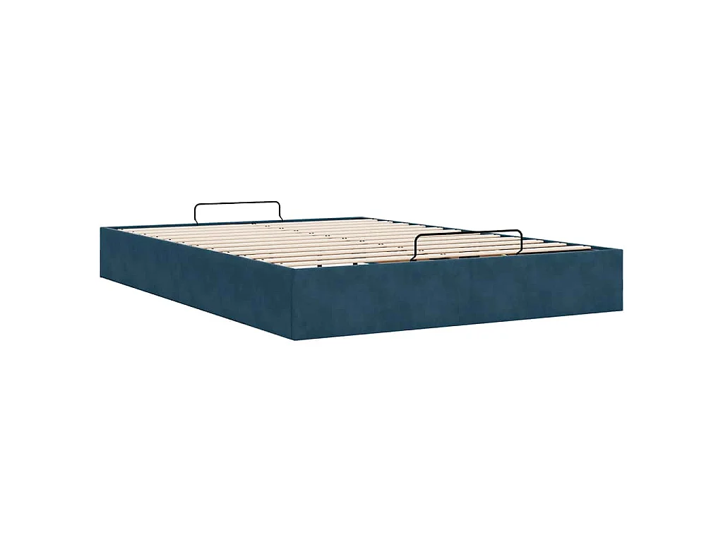 Cadre de lit ottoman sans matelas bleu foncé 140x200 cm velours