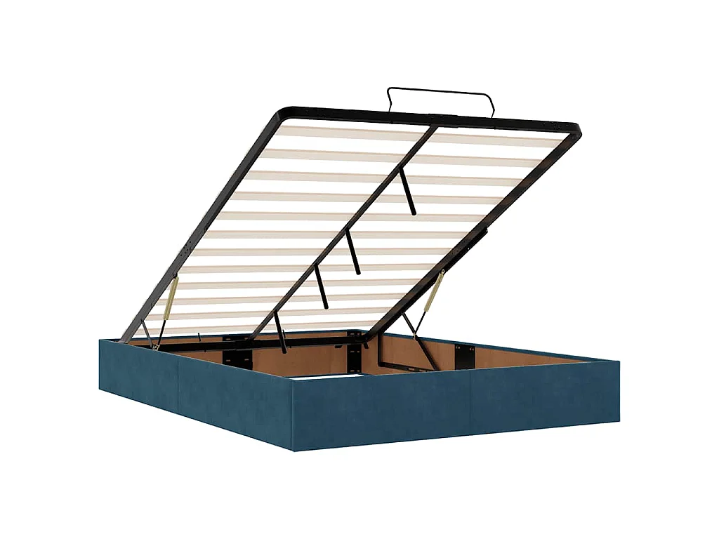 Cadre de lit ottoman sans matelas bleu foncé 140x200 cm velours