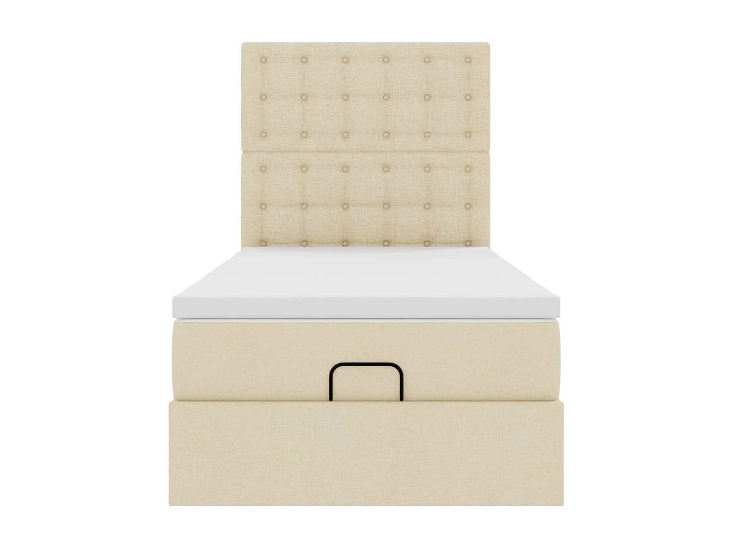 Ottomane Bett mit Matratze & LEDs Creme 90x200 cm Stoff