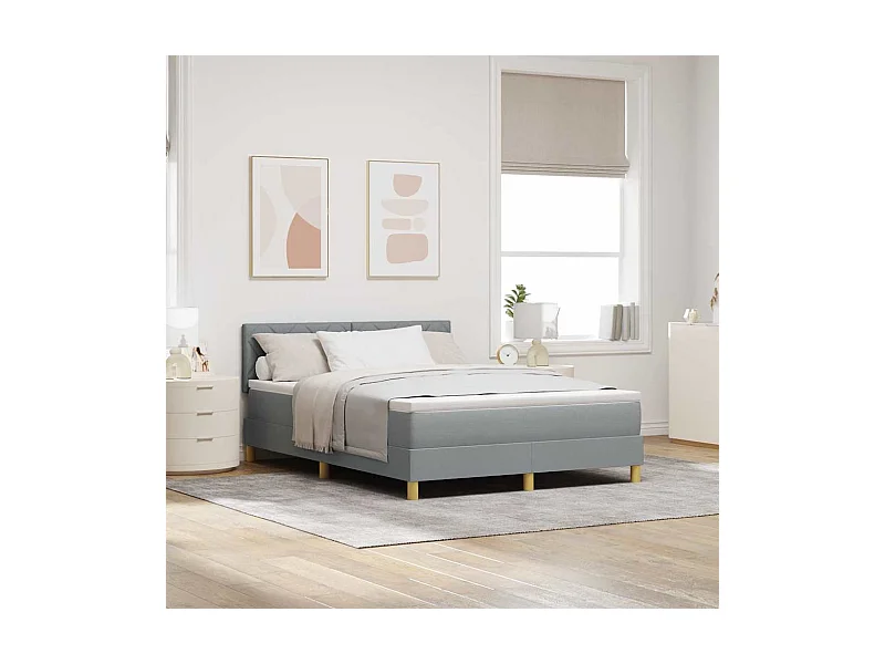 Boxspringbett mit Matratze Hellgrau 140 x 190 cm Stoff