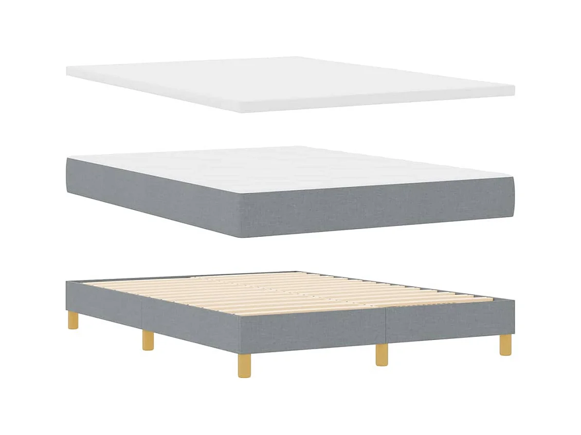Boxspringbett mit Matratze Hellgrau 140 x 190 cm Stoff