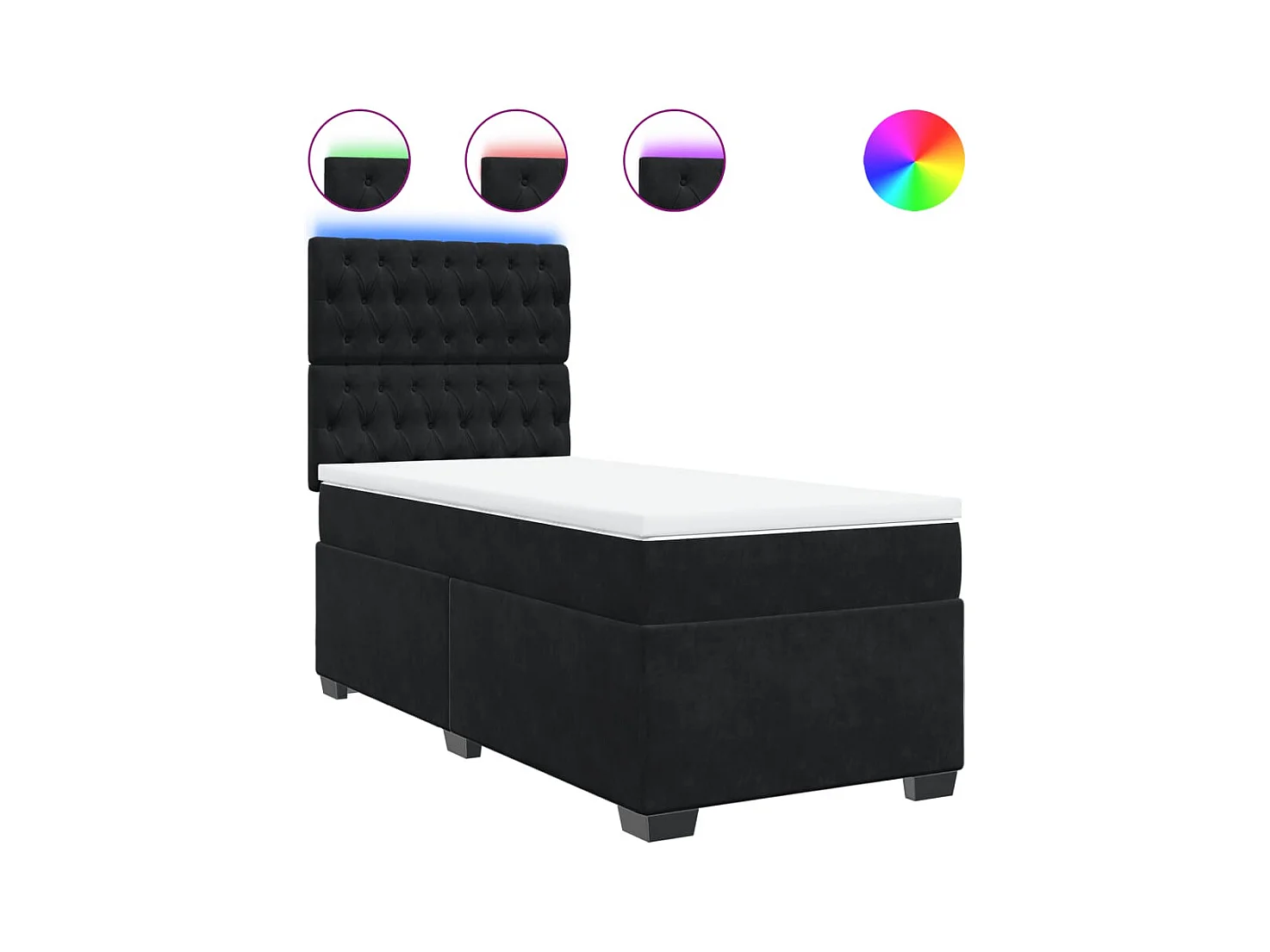 Giroletto a Molle con Materasso Nero 90x200 cm in Velluto