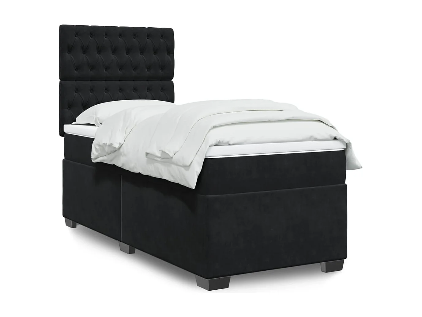 Boxspringbett mit Matratze Schwarz 90x200 cm Samt