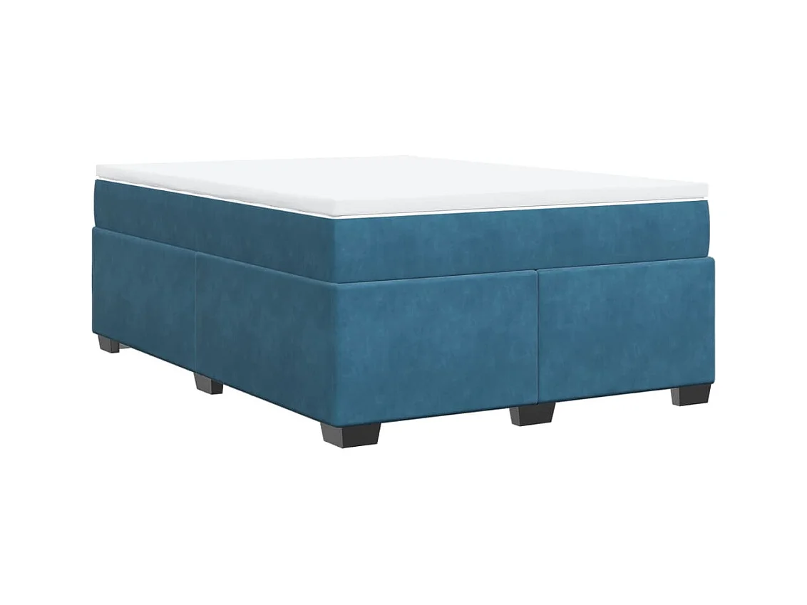 Sommier à lattes de lit et matelas Bleu foncé 160x200cm Velours