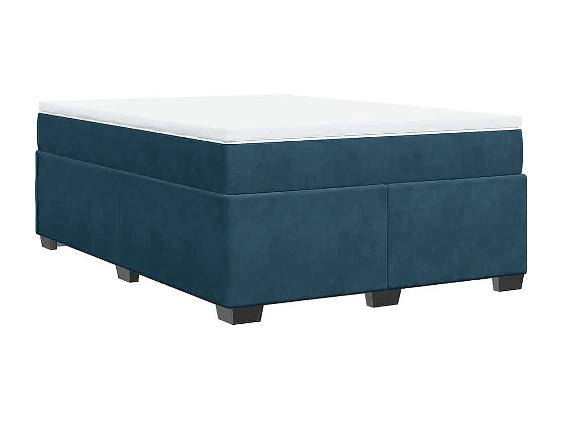 Sommier à lattes de lit et matelas Bleu foncé 160x200cm Velours