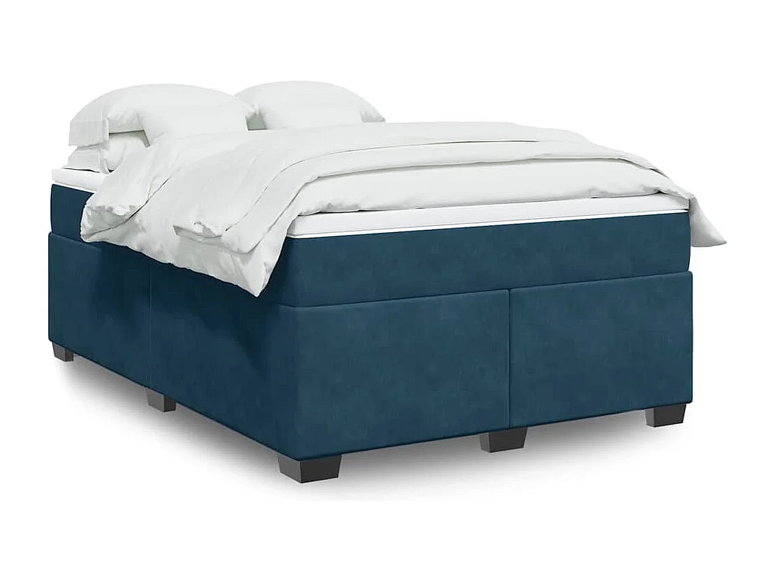Giroletto a Molle con Materasso Blu Scuro 160x200 cm in Velluto