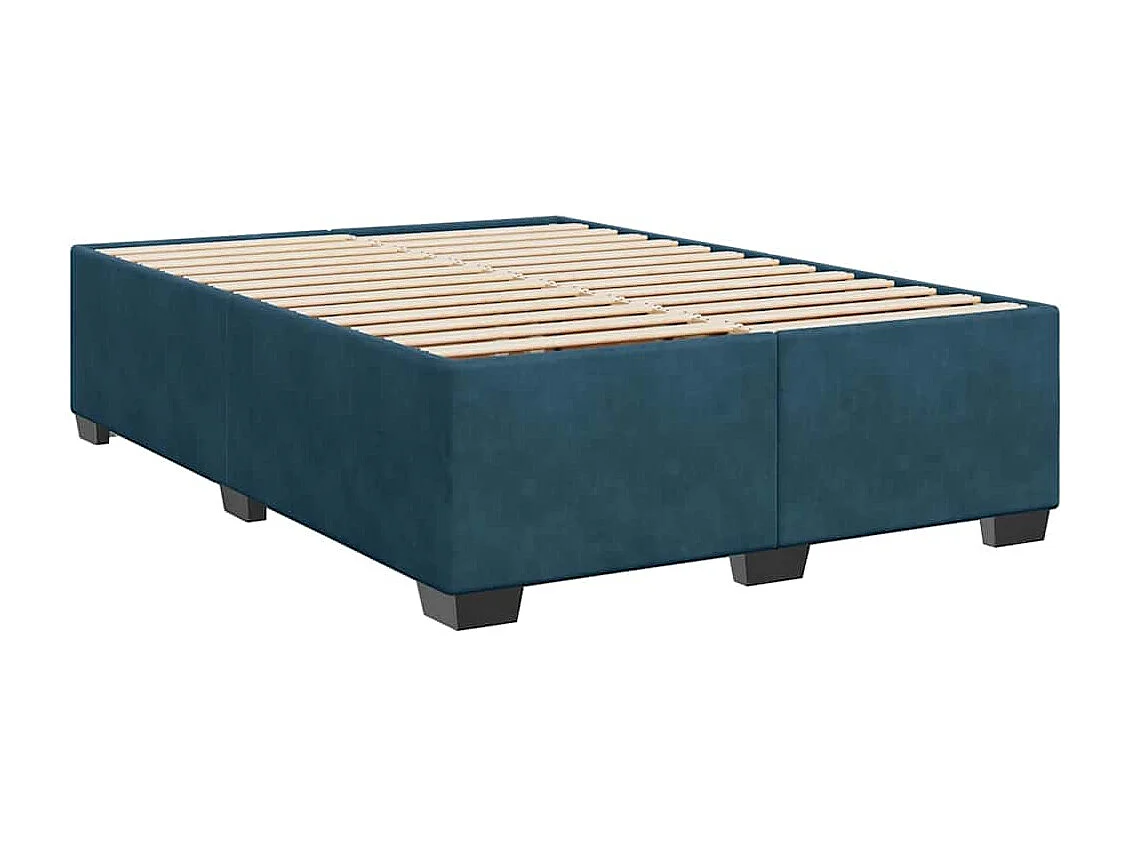 Giroletto a Molle con Materasso Blu Scuro 160x200 cm in Velluto
