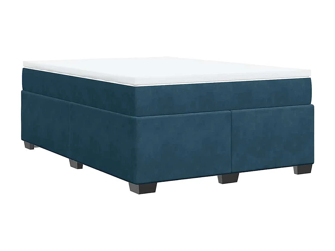 Giroletto a Molle con Materasso Blu Scuro 160x200 cm in Velluto