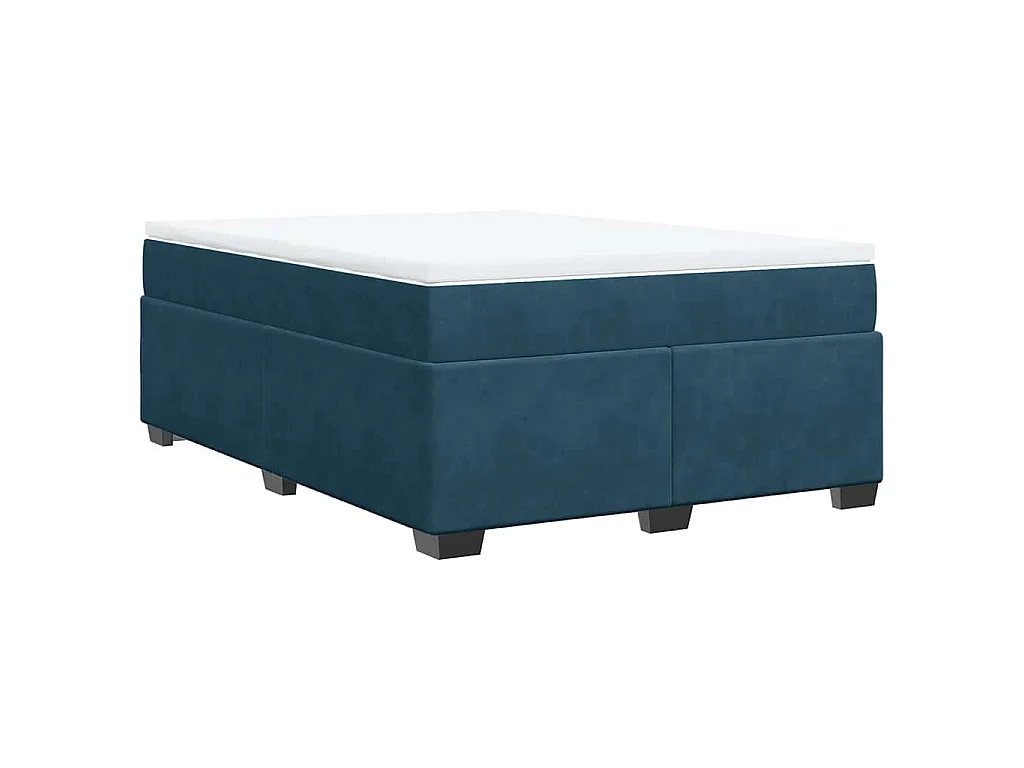 Boxspring met matras fluweel donkerblauw 160x200 cm