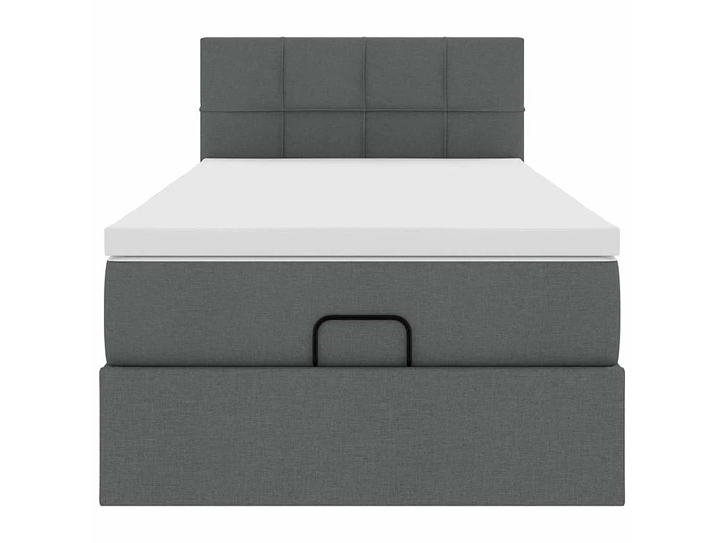 Pouf Letto con Materasso e LED Grigio Scuro 90x200 cm Tessuto