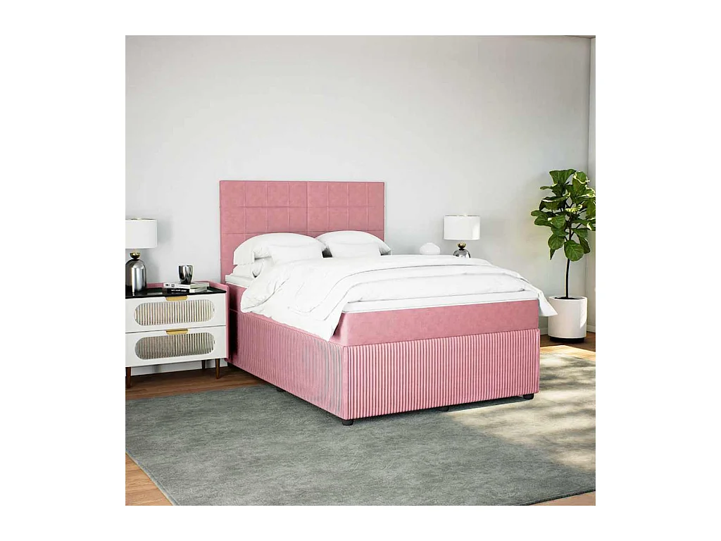 Sommier à lattes de lit avec matelas Rose 140x200 cm Velours