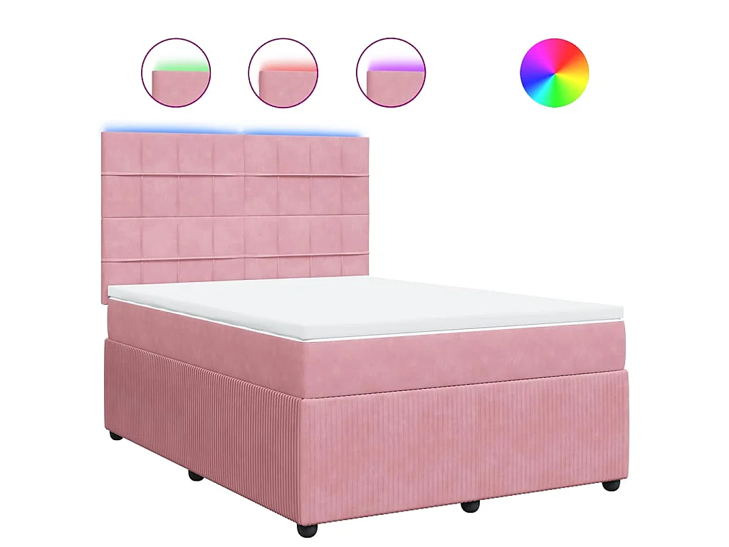 Boxspringbett mit Matratze Rosa 140x200 cm Samt