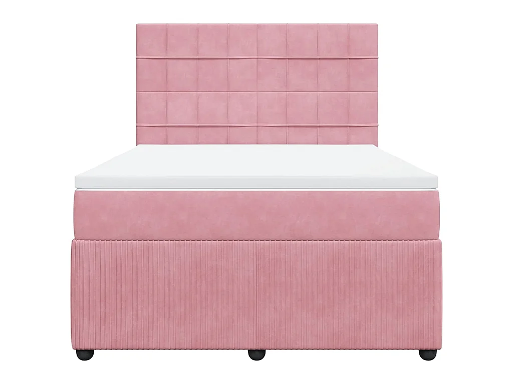 Boxspringbett mit Matratze Rosa 140x200 cm Samt