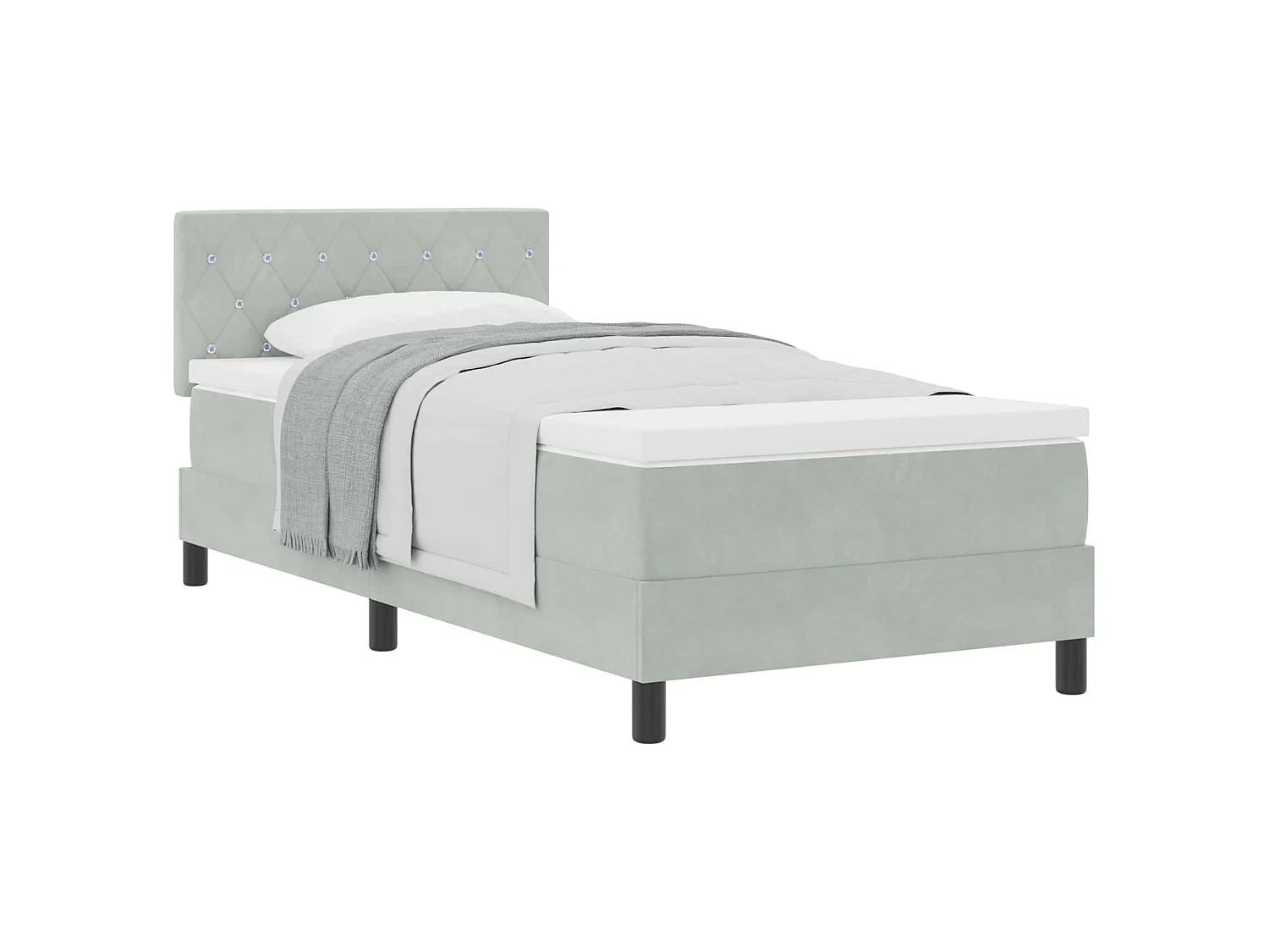 Letto a molle con materasso Grigio chiaro 90 x 200 cm Velluto