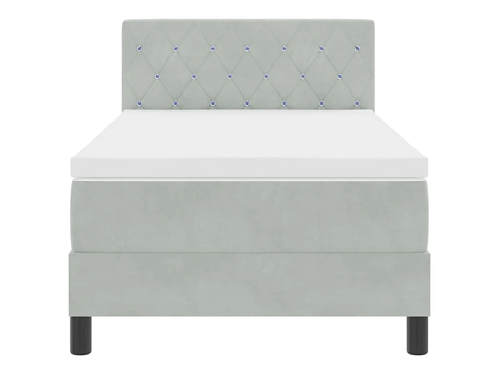 Letto a molle con materasso Grigio chiaro 90 x 200 cm Velluto
