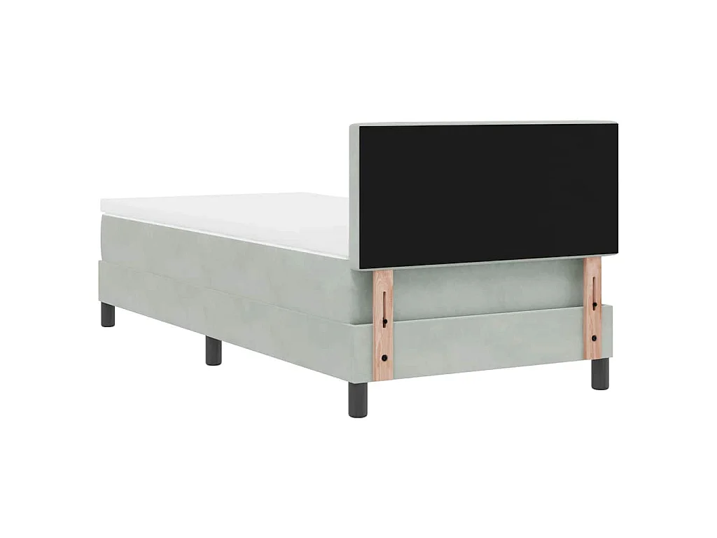 Letto a molle con materasso Grigio chiaro 90 x 200 cm Velluto