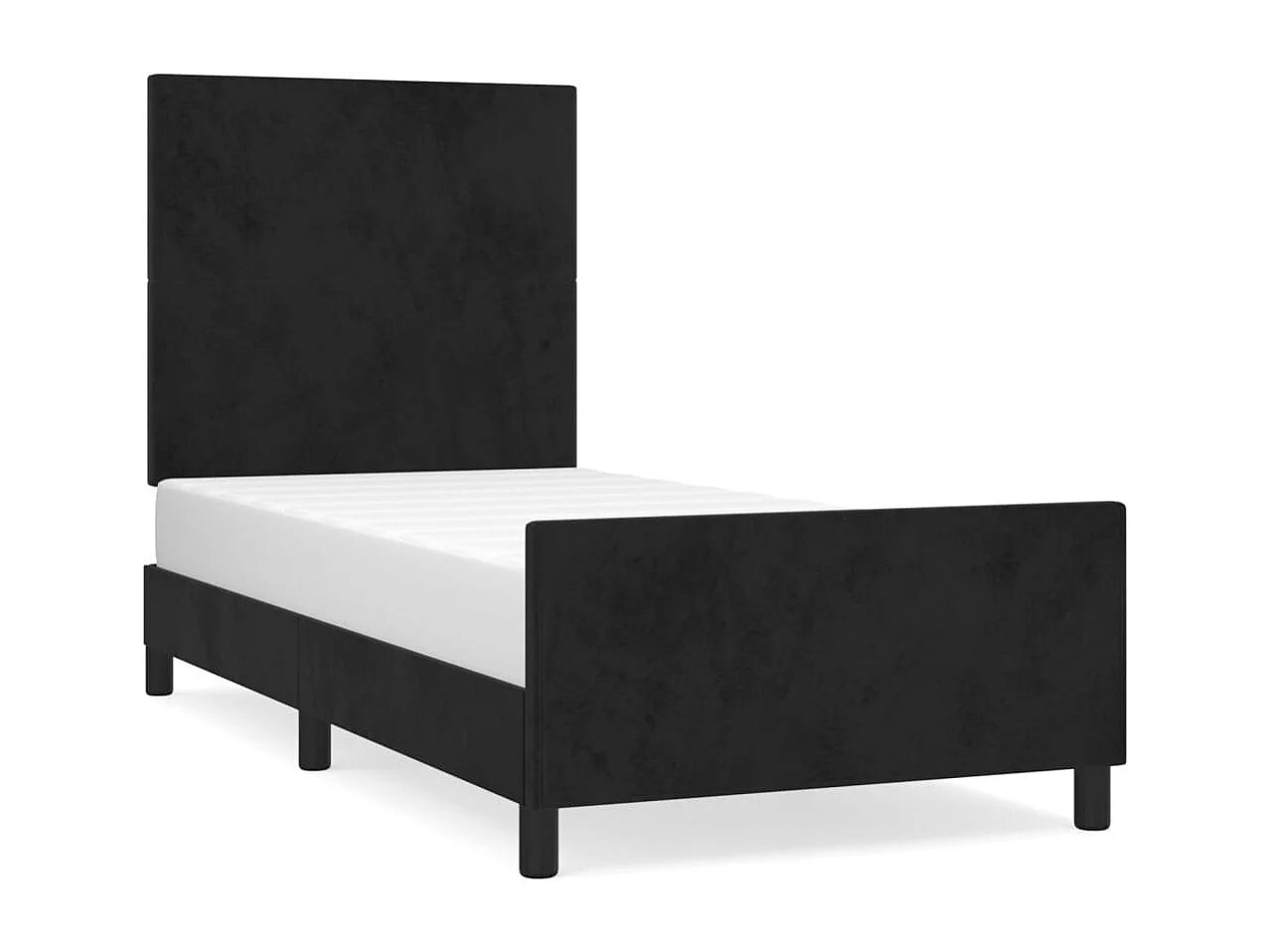 Estrutura de cama sem colchão 100x200 cm veludo preto