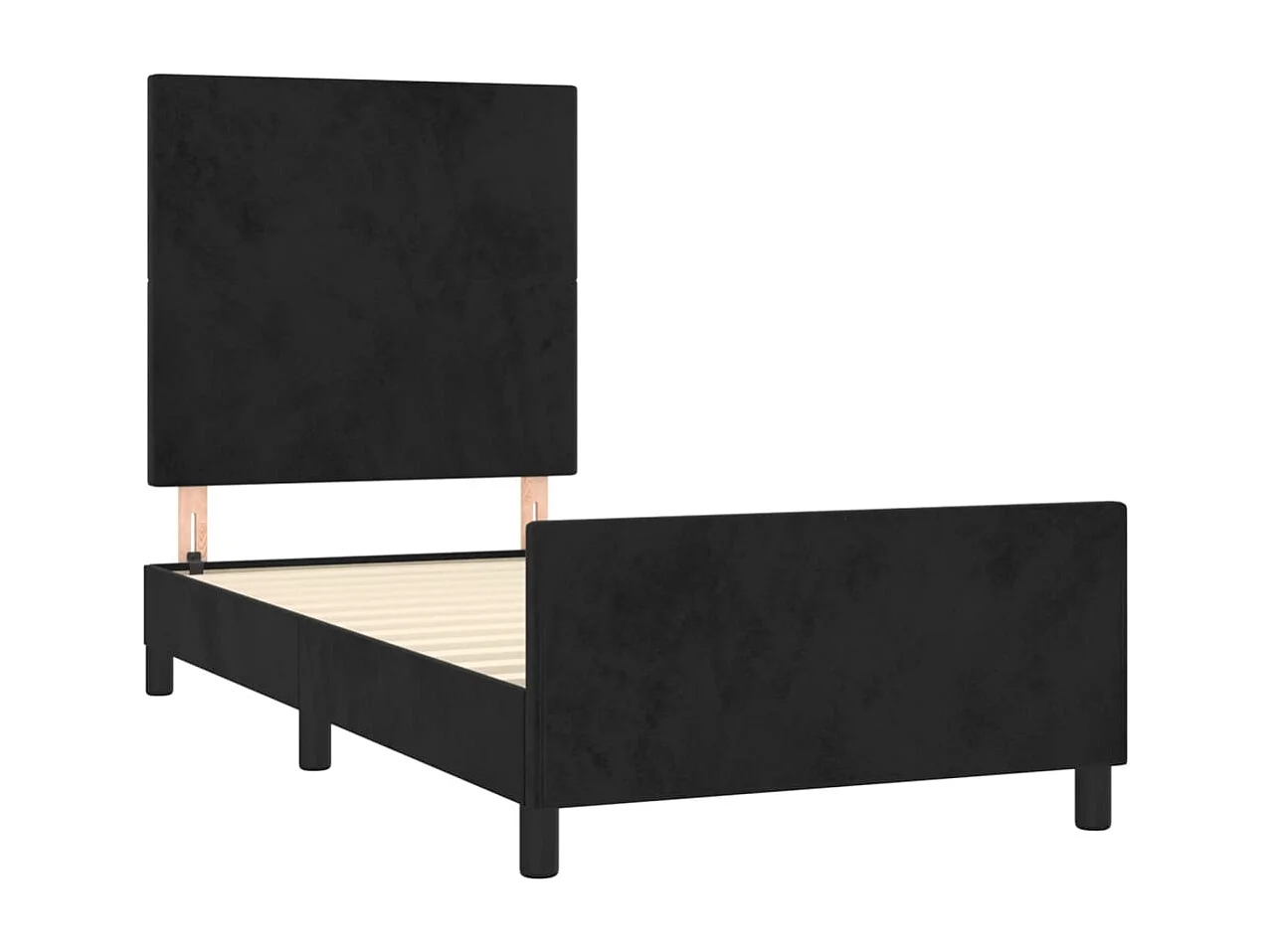 Estrutura de cama sem colchão 100x200 cm veludo preto