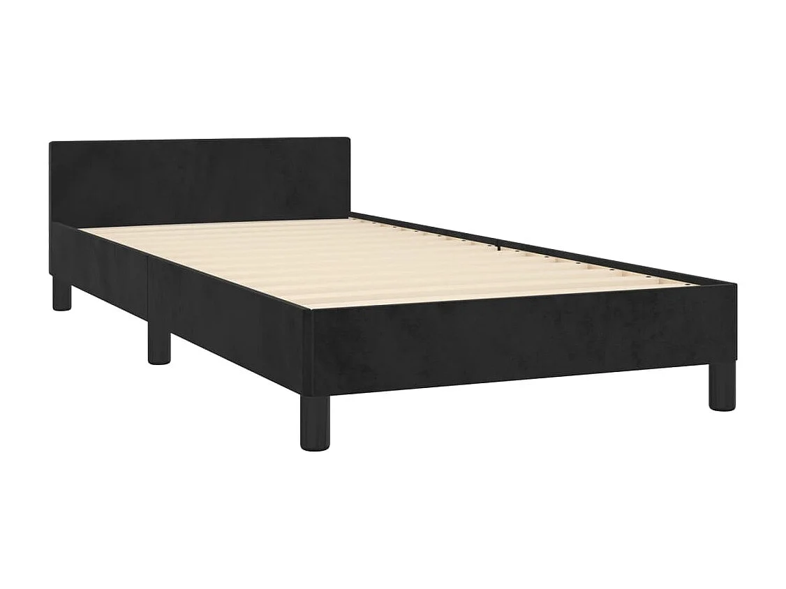 Estrutura de cama sem colchão 100x200 cm veludo preto