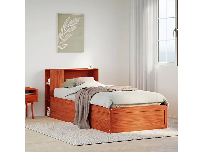 Bedframe zonder matras massief grenenhout wasbruin 100x200 cm