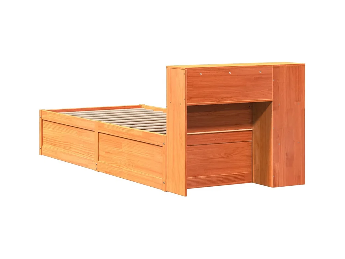 Bedframe zonder matras massief grenenhout wasbruin 100x200 cm