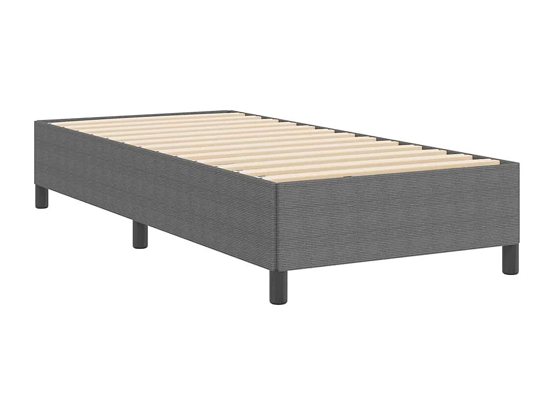 Cama Box Cinzento-claro 90 x 190 cm Tecido de Veludo Cotele