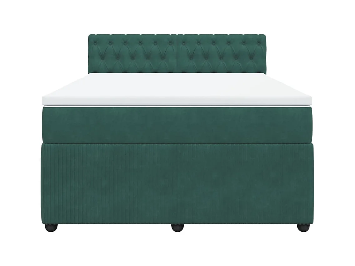 Sommier à lattes de lit et matelas Vert foncé 140x200cm Velours