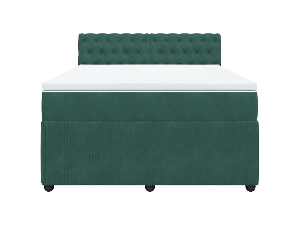 Sommier à lattes de lit et matelas Vert foncé 140x200cm Velours