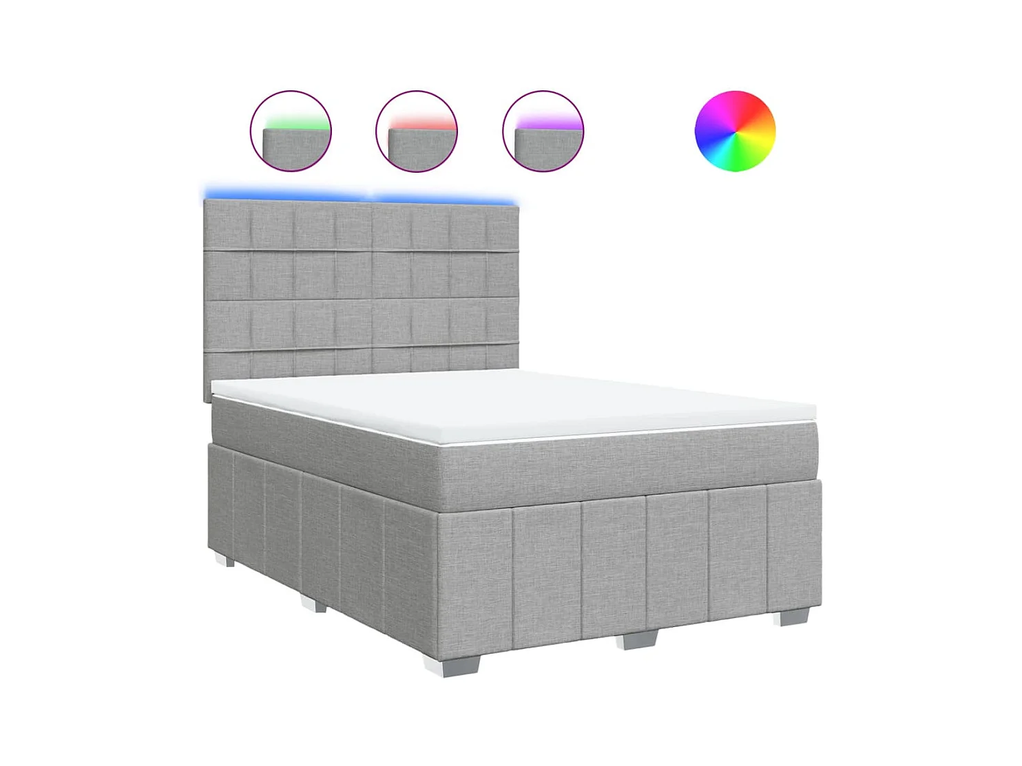 Sommier à lattes de lit avec matelas Gris clair 140x200cm Tissu