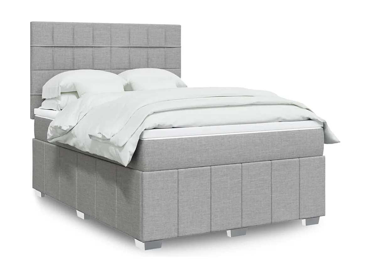 Boxspringbett mit Matratze Hellgrau 140x200 cm Stoff