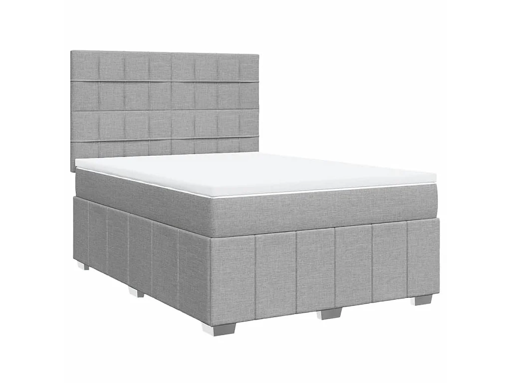 Sommier à lattes de lit avec matelas Gris clair 140x200cm Tissu