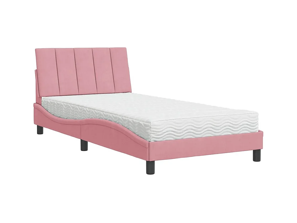 Lit avec matelas Hanko rose 100x200 cm velours