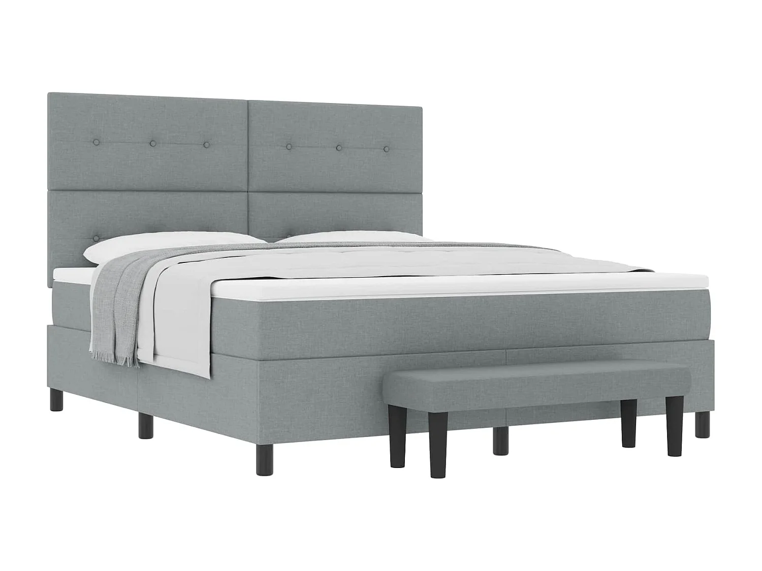 Boxspringbett mit Matratze Hellgrau 180 x 200 cm Stoff