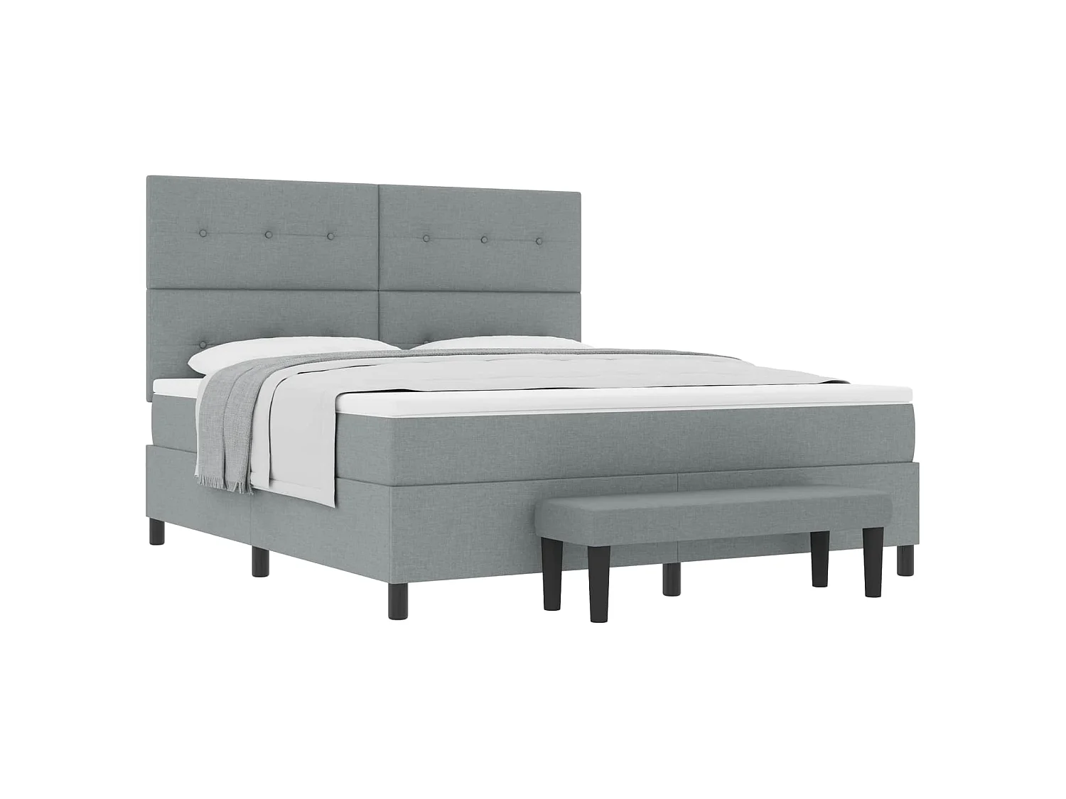 Boxspringbed met hoofdeinde Lichtgrijs 180 x 200 cm Stof