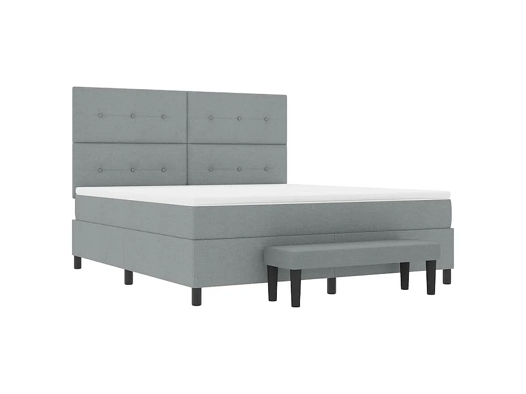 Boxspringbed met hoofdeinde Lichtgrijs 180 x 200 cm Stof