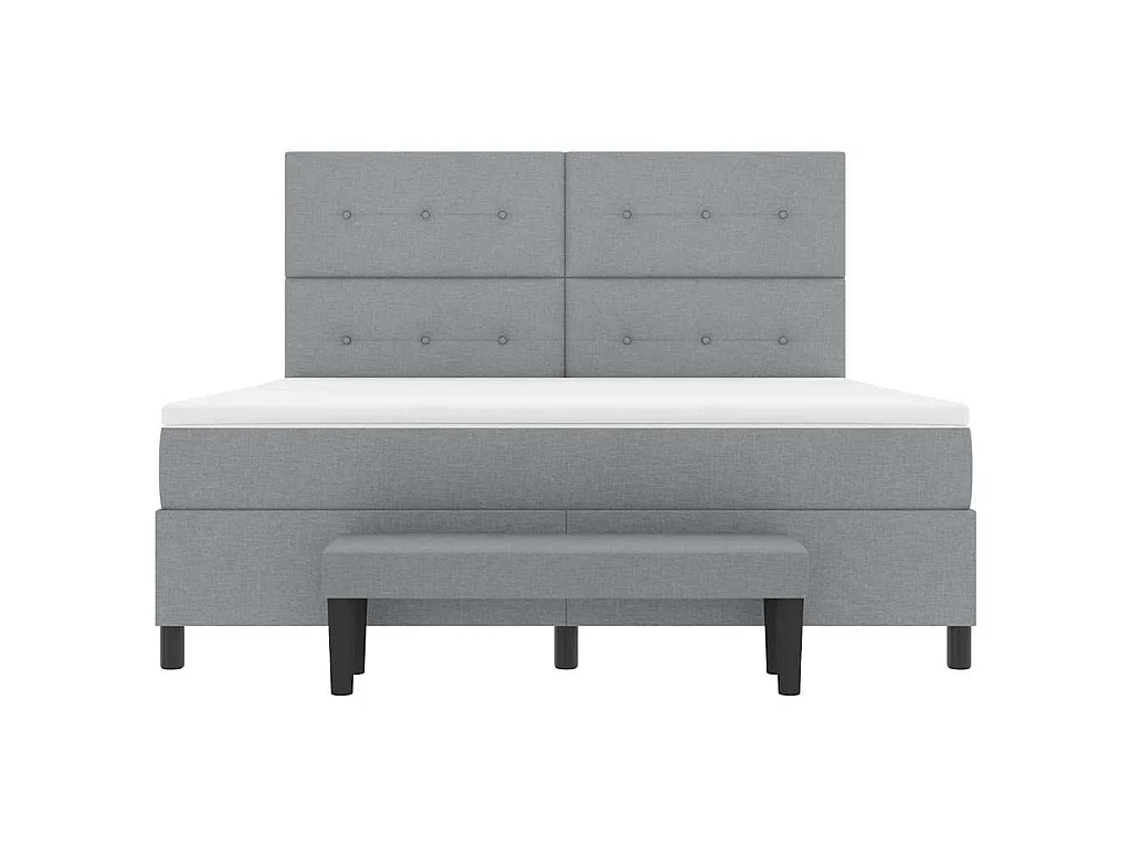 Boxspringbed met hoofdeinde Lichtgrijs 180 x 200 cm Stof