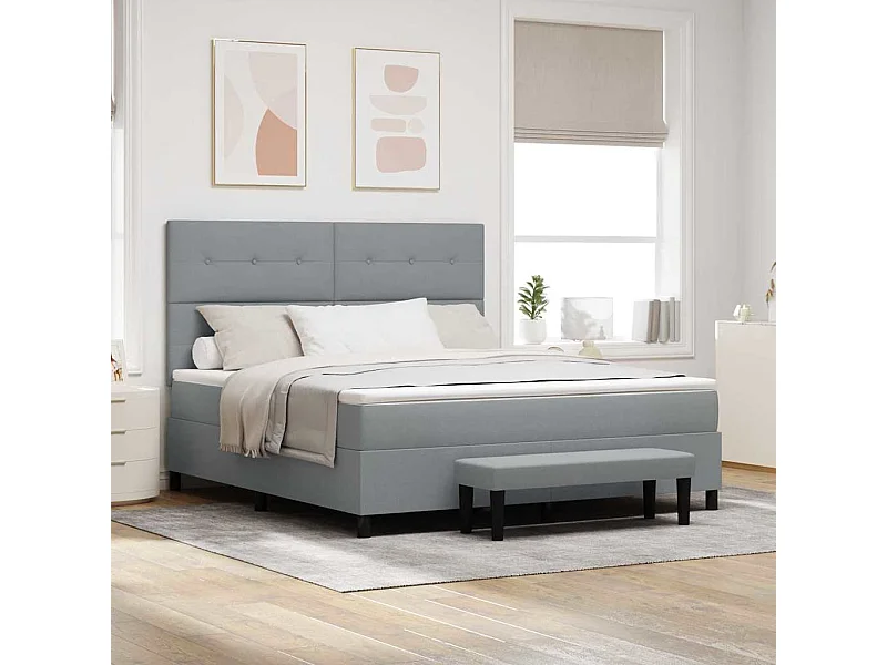 Boxspringbett mit Matratze Hellgrau 180 x 200 cm Stoff