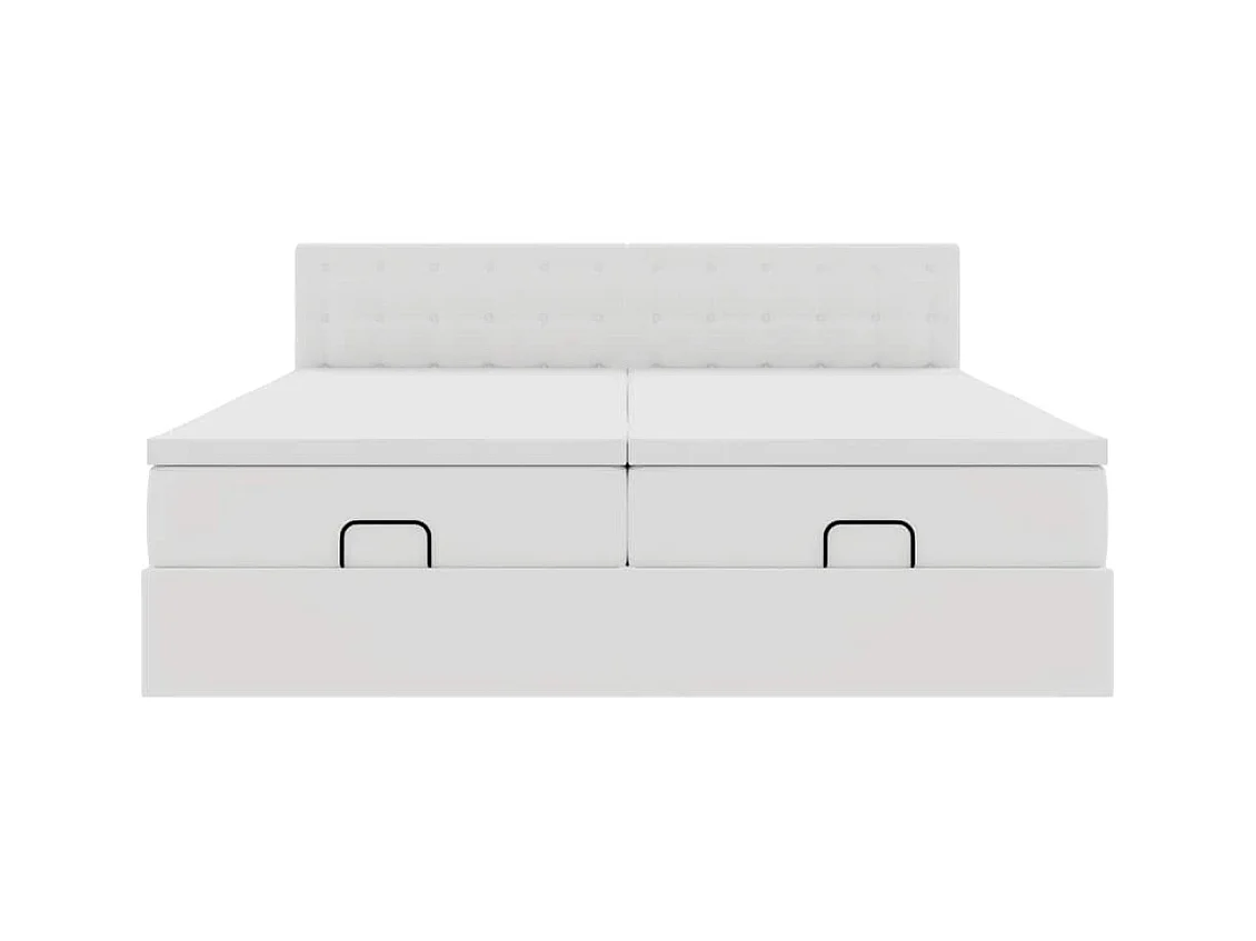 Ottoman-Bett mit Matratzen & LEDs Weiß 180x200 cm Kunstleder