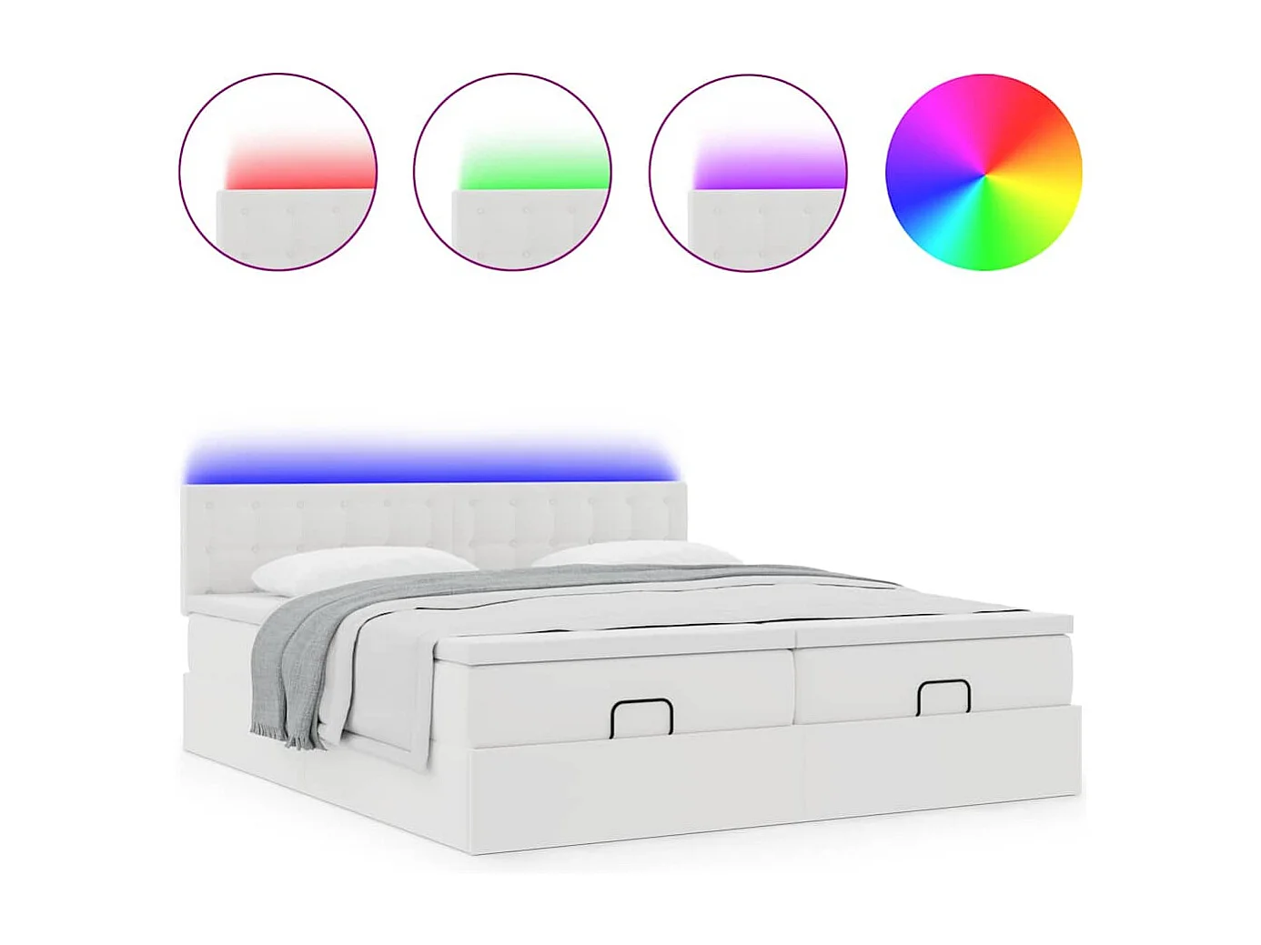 Cadre de lit ottoman avec matelas blanc 180x200 cm similicuir