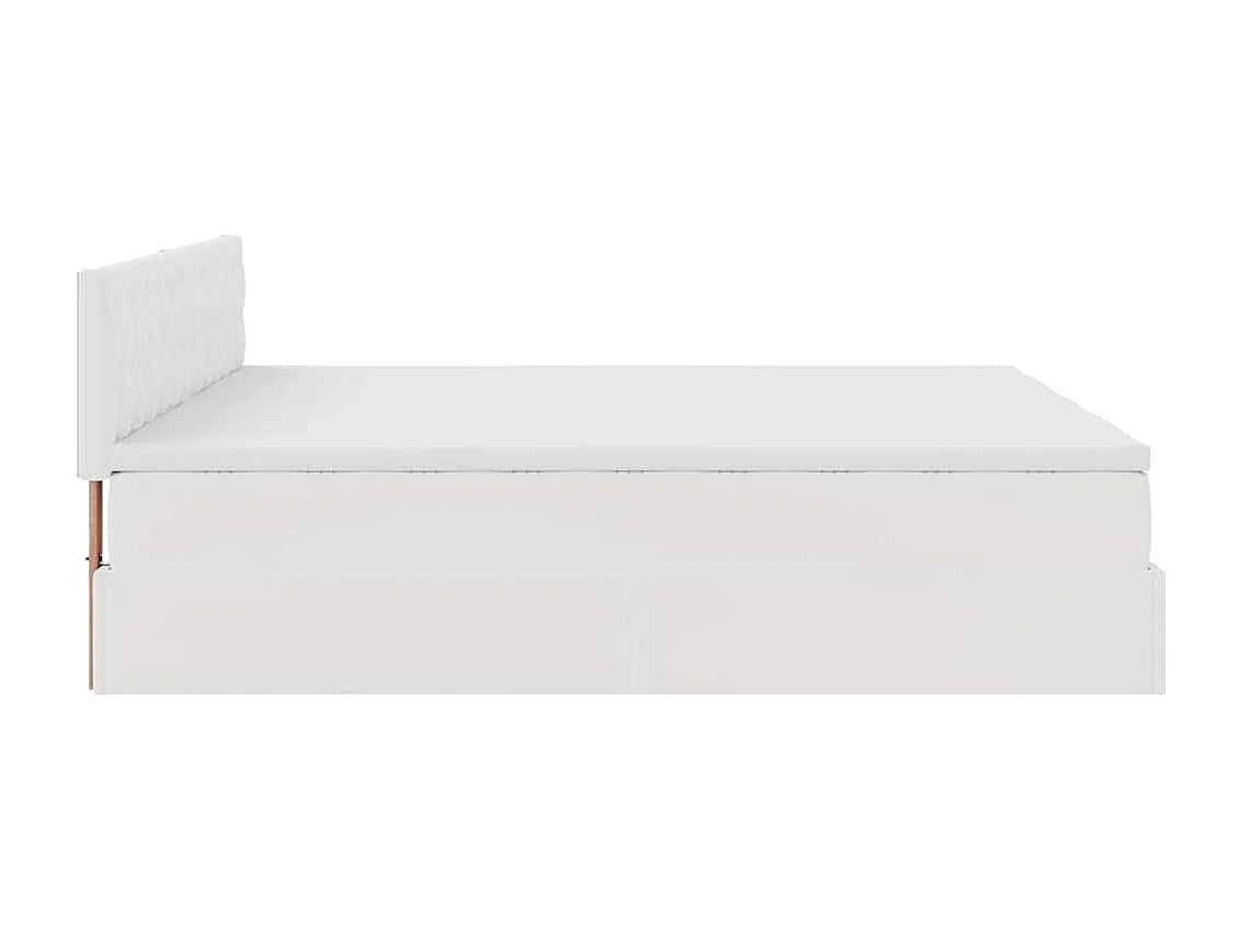 Cadre de lit ottoman avec matelas blanc 180x200 cm similicuir