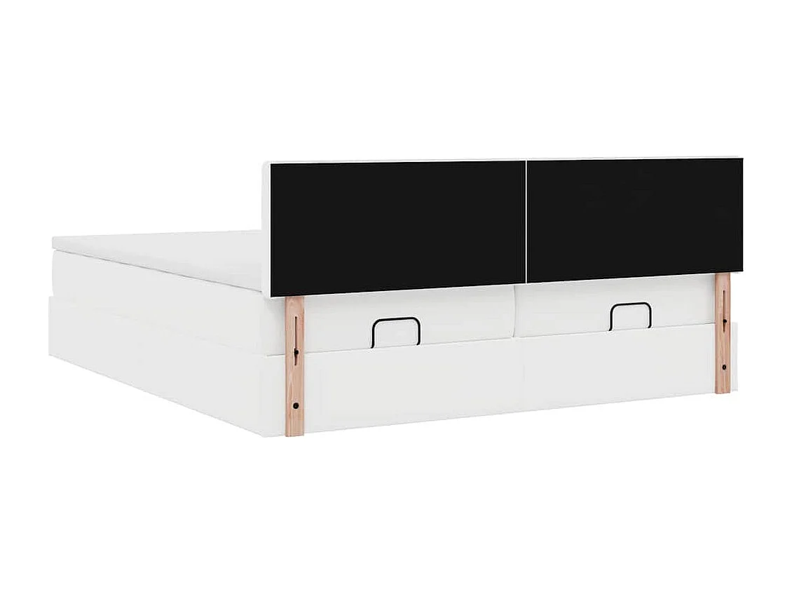 Cadre de lit ottoman avec matelas blanc 180x200 cm similicuir