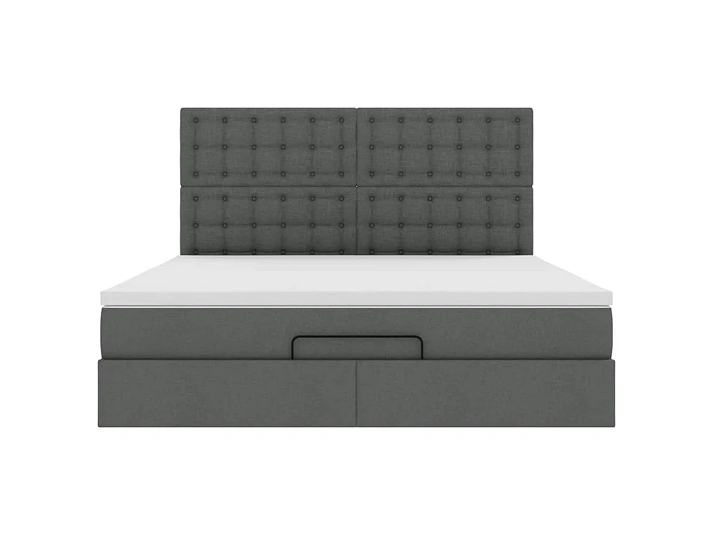Cadre de lit ottoman avec matelas gris foncé 160x200cm tissu