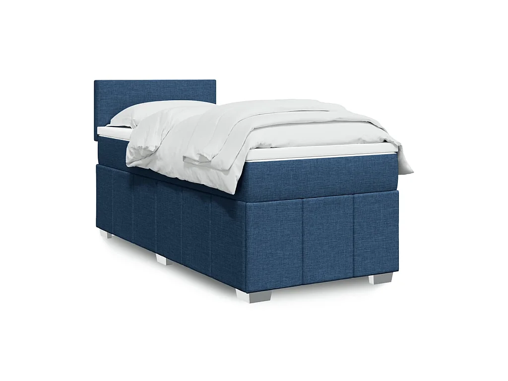 Boxspring met matras stof blauw 90x190 cm