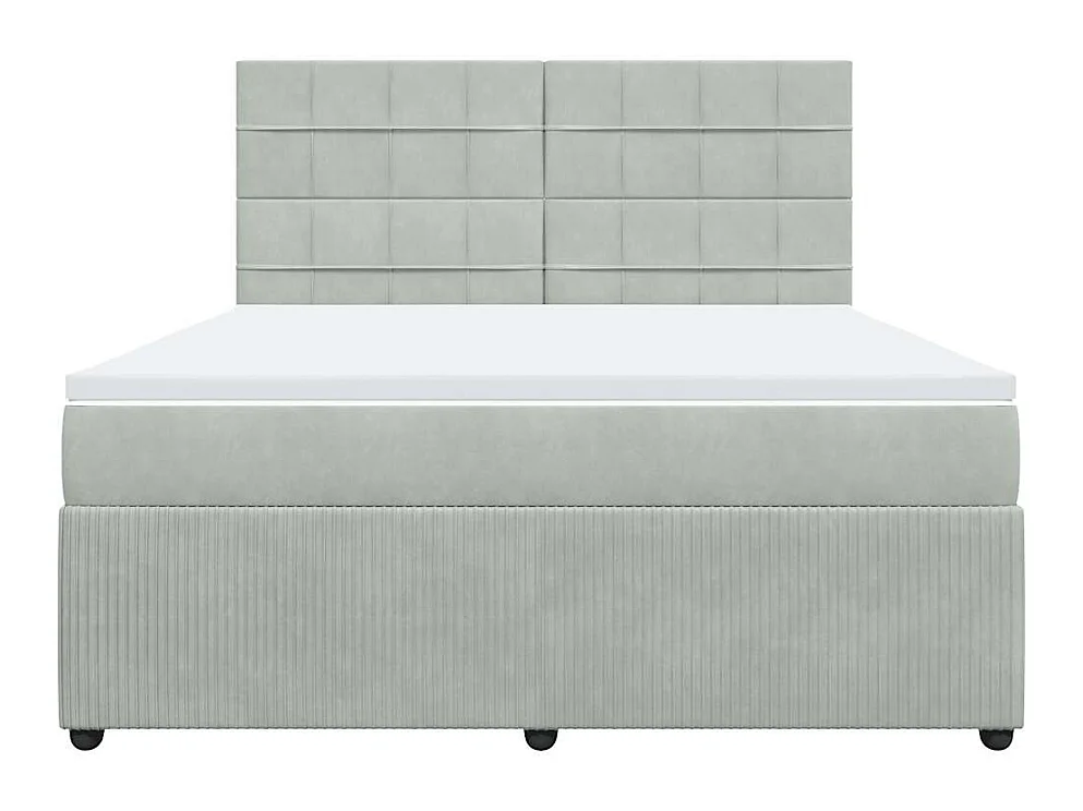 Sommier à lattes de lit et matelas Gris clair 180x200cm Velours