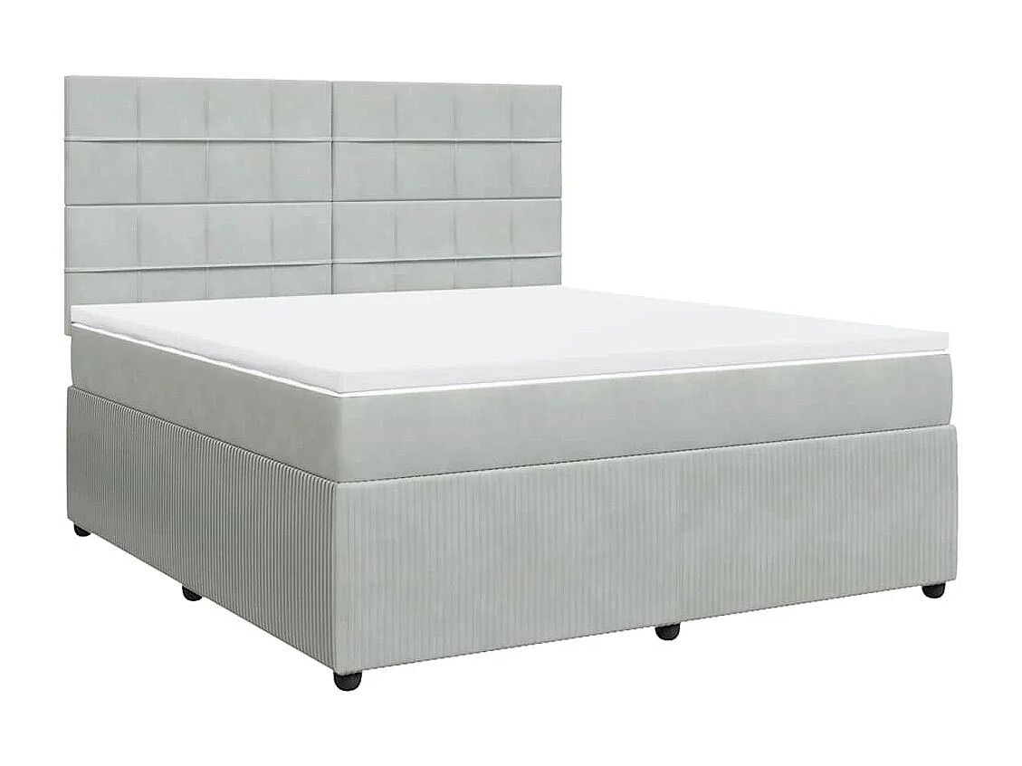 Sommier à lattes de lit et matelas Gris clair 180x200cm Velours